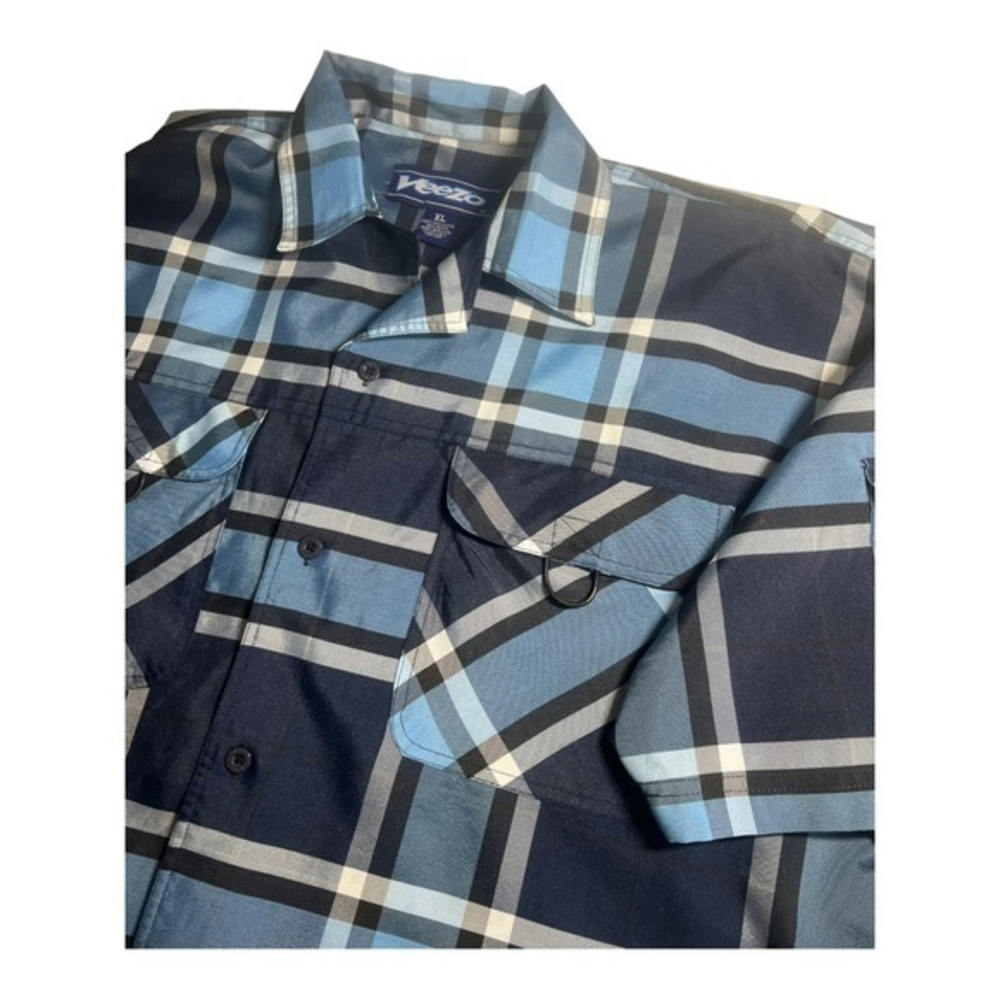 Veezo Mens Short Sleeve Outdoor Fishing/Casual‎ Plaid XL (see measurements)